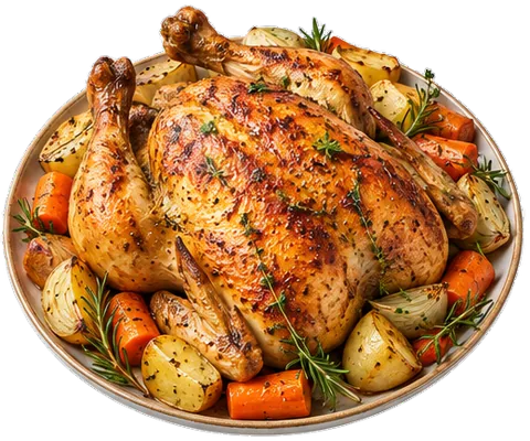 Roast Chicken with its ingredients