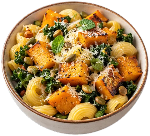 Roasted Acorn Squash Pasta with its ingredients