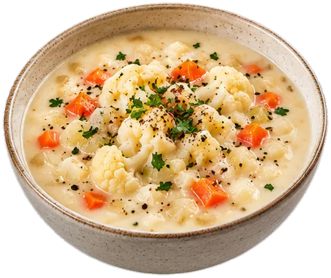 Roasted Cauliflower Chowder with its ingredients