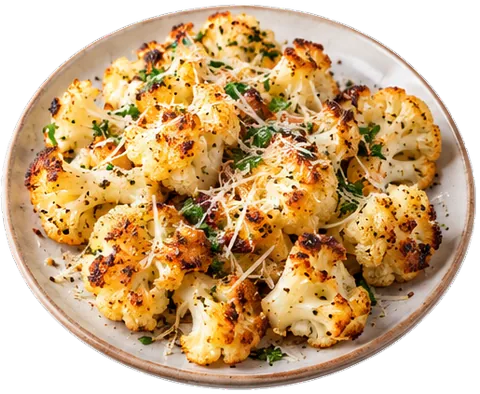 Roasted Cauliflower with parmesan with its ingredients