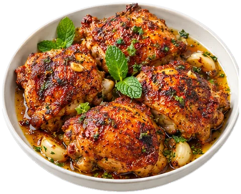 Roasted Chicken Thighs Adobadas with its ingredients