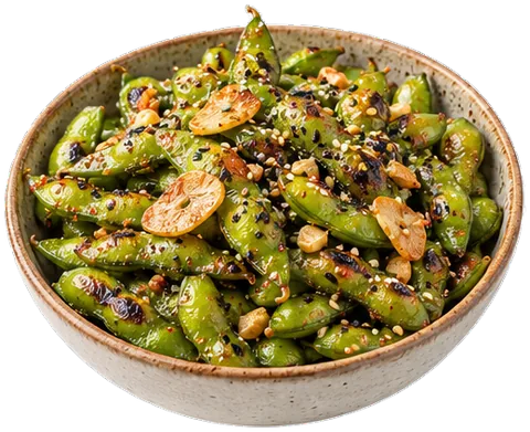 Roasted Garlic Edamame with its ingredients