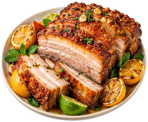 Roasted Pork Belly with its ingredients