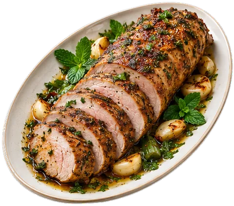 Roasted Pork Tenderloin with its ingredients