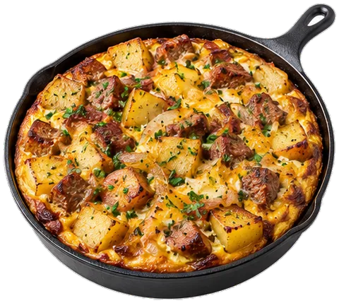 Roasted Potato Sausage Frittata with its ingredients