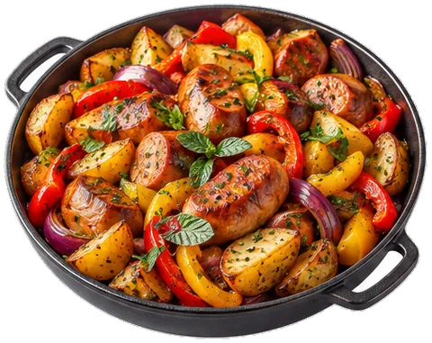 Roasted Potatoes Sausage Peppers with its ingredients
