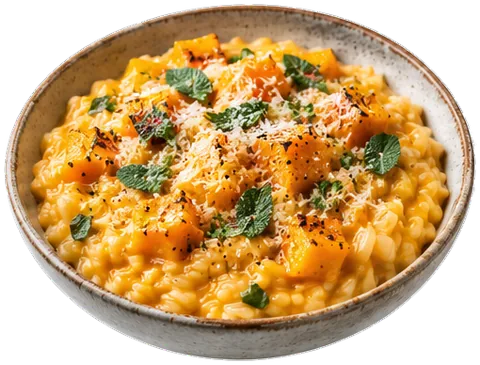 Roasted Squash Risotto with its ingredients