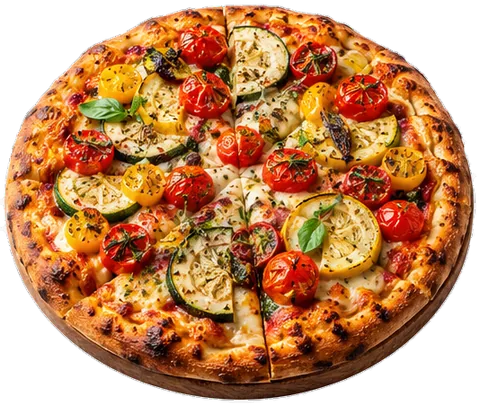 Roasted Tomato Zucchini Pizza with its ingredients