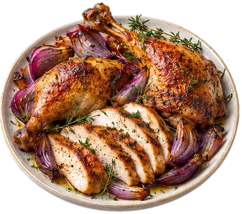 Roasted Turkey Leg Quarters with its ingredients