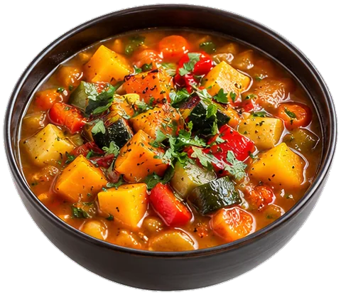 Roasted Vegetable Harvest Soup with its ingredients