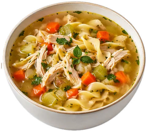 Rotisserie Chicken Noodle Soup with its ingredients