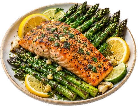Salmon and Asparagus with its ingredients