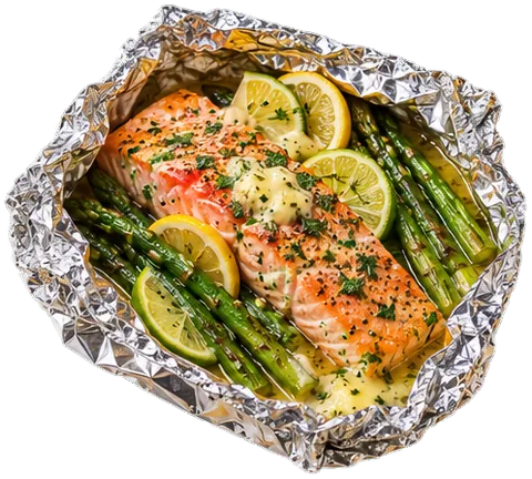 Salmon Asparagus Foil Packets with its ingredients