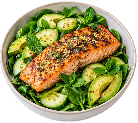 Salmon Avocado Salad with its ingredients