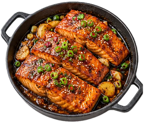 Salmon Bulgogi with its ingredients