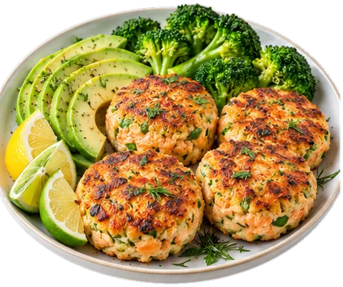 Salmon Burger Patties with its ingredients