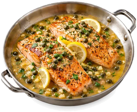 Salmon Piccata with its ingredients