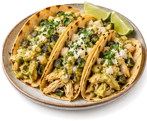 Salsa Verde Chicken Tacos with its ingredients
