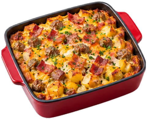 Sausage Bacon Breakfast Casserole with its ingredients