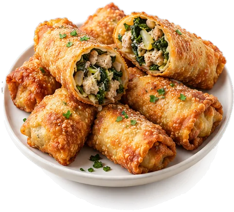 Sausage Broccoli Rabe Egg Rolls with its ingredients