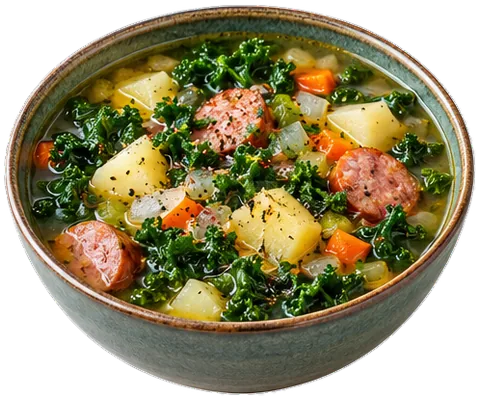 Sausage Kale Soup with its ingredients