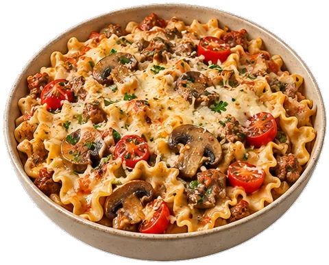 Sausage Mushroom Lasagnette with its ingredients