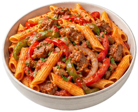 Sausage Pepper Penne with its ingredients