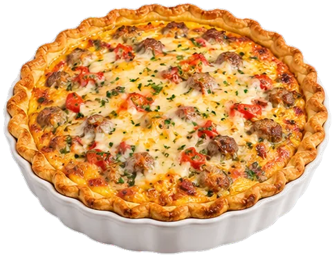 Sausage Red Pepper Quiche with its ingredients