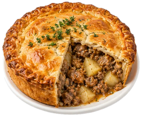 Savory Meat Pie with its ingredients