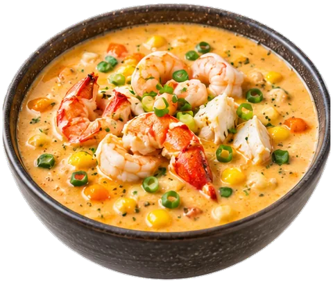 Seafood Corn Bisque with its ingredients