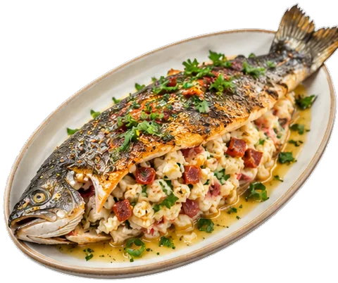 Seafood-Stuffed Rainbow Trout with its ingredients