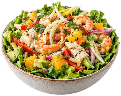 Seafood Taco Salad with its ingredients