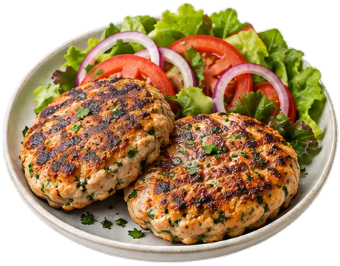 Seasoned Turkey Burgers with its ingredients