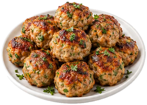 Seasoned Turkey Meatballs with its ingredients