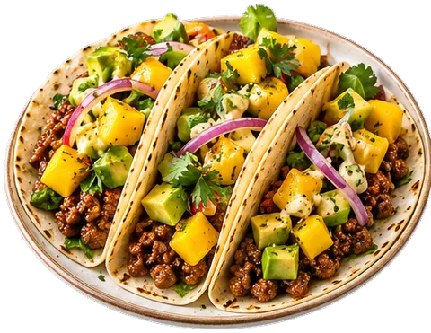 Sesame Beef Tacos with Mango with its ingredients