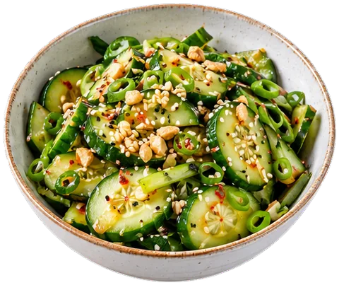 Sesame Japanese Cucumber Salad with its ingredients