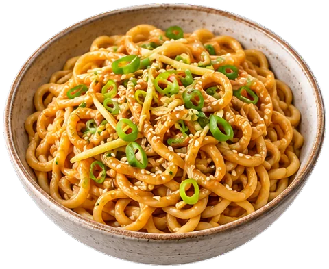 Sesame Peanut Noodles with its ingredients