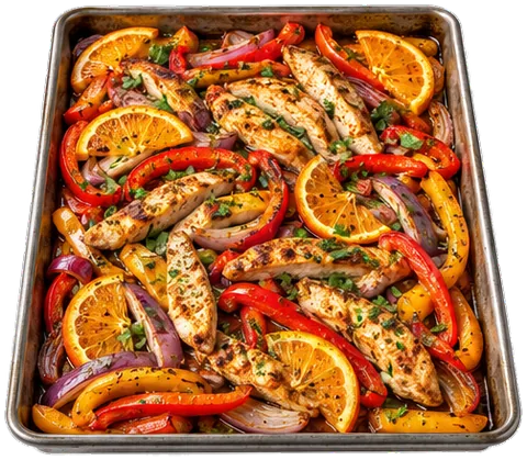 Sheet Pan Chicken Fajitas with its ingredients