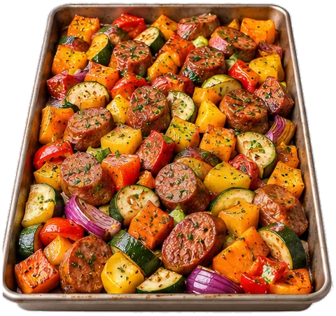 Sheet Pan Sausage and Vegetables with its ingredients