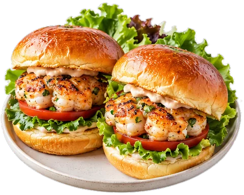 Shrimp Burgers with its ingredients