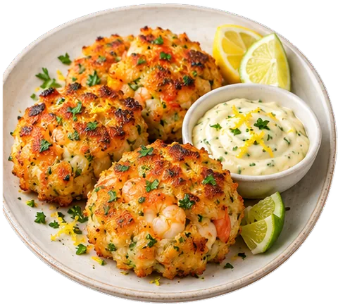 Shrimp Cakes with Lemon Aioli with its ingredients