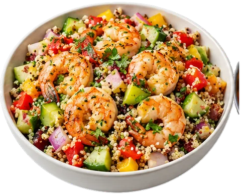 Shrimp Quinoa Salad with its ingredients