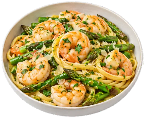 Shrimp Scampi with Pasta with its ingredients
