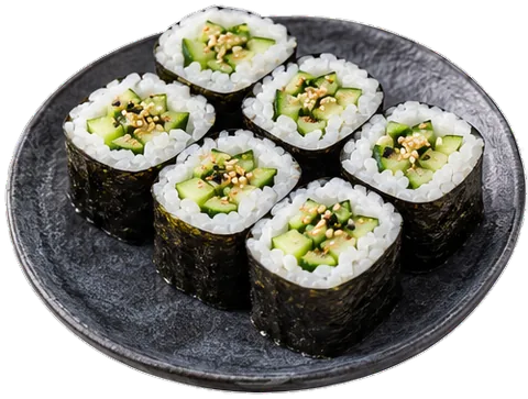 Simple Cucumber Sushi with its ingredients