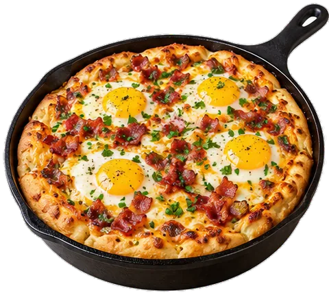 Skillet Breakfast Pizza with its ingredients