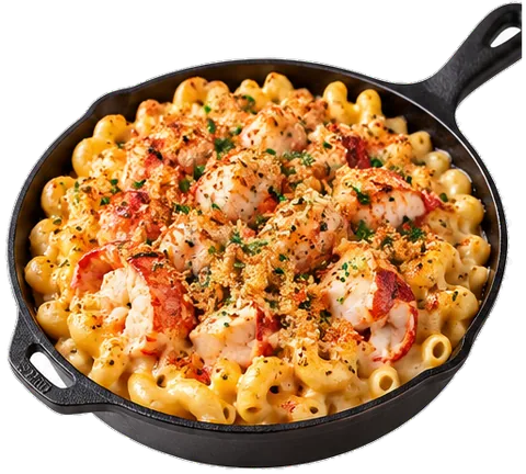 Skillet Lobster Mac and Cheese with its ingredients