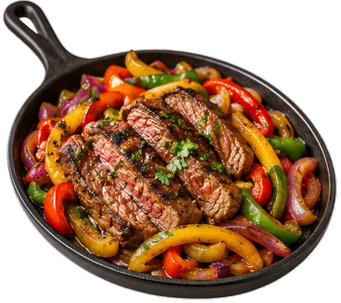 Skirt Steak Fajitas with its ingredients