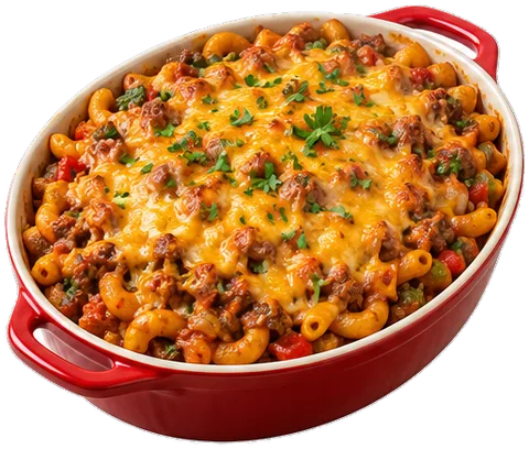 Sloppy Joe Casserole with ground beef with its ingredients