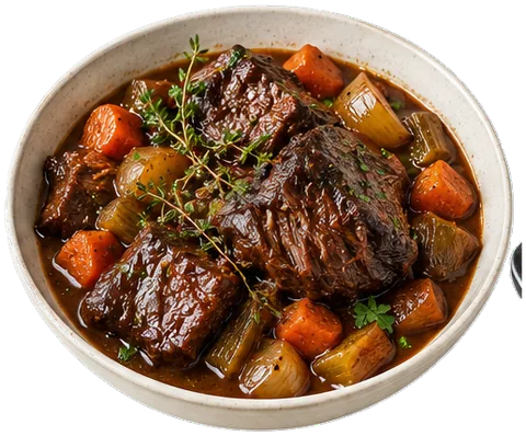 Slow Cooked Beef Cheeks with its ingredients