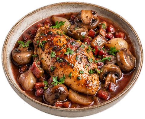 Slow Cooker Coq au Vin with its ingredients